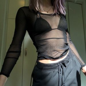Black mesh long sleeve